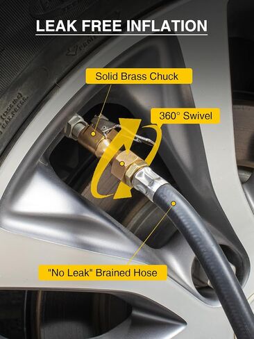 AZUNO Heavy Duty Digital Tire Pressure Gauge, Tire Inflator Gauge 255PSI Air Chuck Air Compressor Attachments, with Steel Braided Hose, Quick Connect Coupler&Carrying Case, for Truck/Car/SUV/RV/Bike in Saudi Arabia