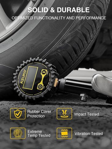 AZUNO Heavy Duty Digital Tire Pressure Gauge, Tire Inflator Gauge 255PSI Air Chuck Air Compressor Attachments, with Steel Braided Hose, Quick Connect Coupler&Carrying Case, for Truck/Car/SUV/RV/Bike in Saudi Arabia