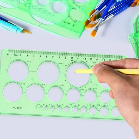 7 قوالب رسومات حزمة استنسل ، قالب دائرة لاستنسل الرسم الهندسي ، بلاستيك دائرة الإستنسل المعمارية توريد أدوات الصياغة للدراسة والتصميم in Kuwait