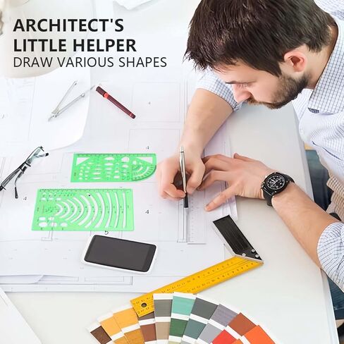 7 قوالب رسومات حزمة استنسل ، قالب دائرة لاستنسل الرسم الهندسي ، بلاستيك دائرة الإستنسل المعمارية توريد أدوات الصياغة للدراسة والتصميم in Kuwait