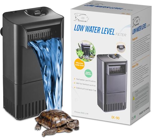 Turtle Tank Filter Aquarium Filter w/ Detachable U-V Light for 30-75Gal, Waterfall Flow Adjustable Low Water Level Internal Green Clean Machine Killing Deodorization Saltwater Freshwater Crystal Clear in Kuwait
