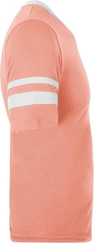 قميص رجالي من Augusta Sportswear بأكمام مخططة، مرجاني/أبيض، مقاس XX-Large in Saudi Arabia