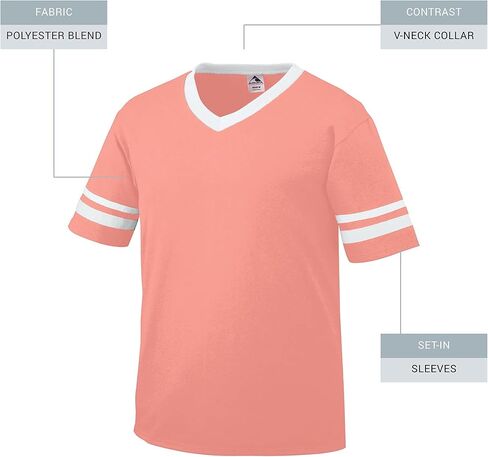 قميص رجالي من Augusta Sportswear بأكمام مخططة، مرجاني/أبيض، مقاس XX-Large in Saudi Arabia