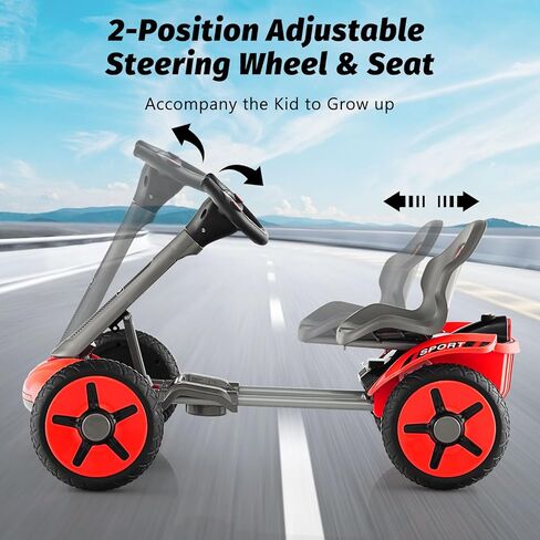 Olakids Go Kart for Kids و 12 V Battery Ride على سيارة مع مقعد قابل للتعديل وعجلة القيادة وعجلة قابلة للطي وحامل الكوب القابل للفصل وضوء LED و CART ELECTRA in Kuwait