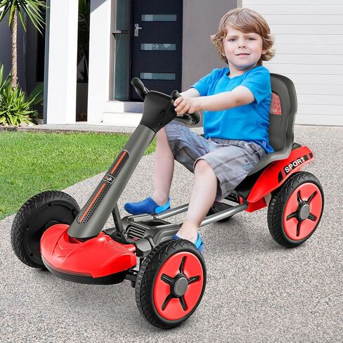 Olakids Go Kart for Kids و 12 V Battery Ride على سيارة مع مقعد قابل للتعديل وعجلة القيادة وعجلة قابلة للطي وحامل الكوب القابل للفصل وضوء LED و CART ELECTRA in Kuwait