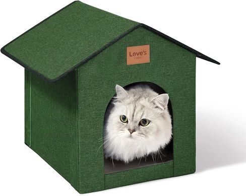Love's Cabin في الهواء الطلق Cat House مقاوم للعوامل الجوية ، منزل قطة متوحشة معزولة في الهواء الطلق لفصل الشتاء ، مقاوم للماء خارج المنزل/القطط الداخلية ، المأوى مع وسادة ناعمة قابلة للإزالة in Kuwait