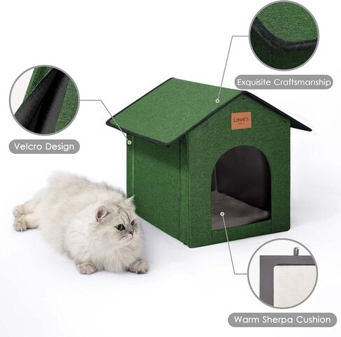 Love's Cabin في الهواء الطلق Cat House مقاوم للعوامل الجوية ، منزل قطة متوحشة معزولة في الهواء الطلق لفصل الشتاء ، مقاوم للماء خارج المنزل/القطط الداخلية ، المأوى مع وسادة ناعمة قابلة للإزالة in Kuwait