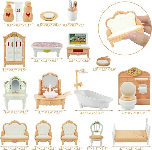 20 Pieces Doll House Furniture and Accessories Set Dollhouse Furniture Set Mini Dollhouse Furniture 1 12 Scale Bedroom Living Room Bathroom Furniture Accessories in Saudi Arabia