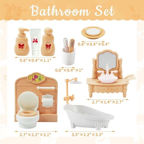 20 Pieces Doll House Furniture and Accessories Set Dollhouse Furniture Set Mini Dollhouse Furniture 1 12 Scale Bedroom Living Room Bathroom Furniture Accessories in Saudi Arabia