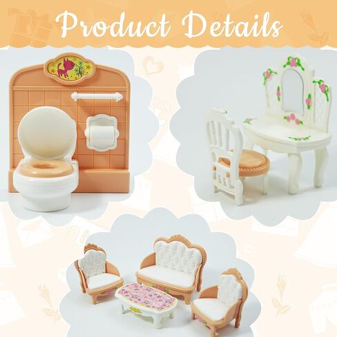 20 Pieces Doll House Furniture and Accessories Set Dollhouse Furniture Set Mini Dollhouse Furniture 1 12 Scale Bedroom Living Room Bathroom Furniture Accessories in Saudi Arabia