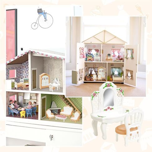 20 Pieces Doll House Furniture and Accessories Set Dollhouse Furniture Set Mini Dollhouse Furniture 1 12 Scale Bedroom Living Room Bathroom Furniture Accessories in Saudi Arabia