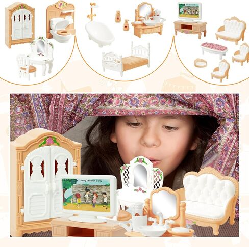 20 Pieces Doll House Furniture and Accessories Set Dollhouse Furniture Set Mini Dollhouse Furniture 1 12 Scale Bedroom Living Room Bathroom Furniture Accessories in Saudi Arabia
