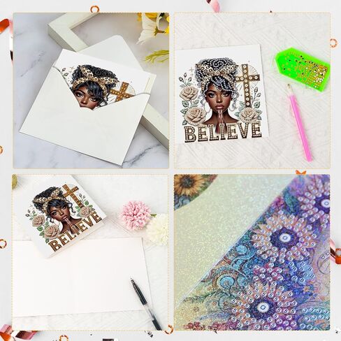 Focart Diamond Painting Greeting Card Kit, Special Shaped Diamonds Painting, DIY Handcraft for Relatives and Friends with Wishes,Unique Design Crafting for Birthday or Holiday Cards in Saudi Arabia