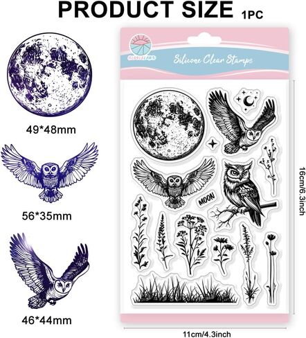 GLOBLELAND Halloween Owl Clear Stamps Owl Decorative Clear Stamps Silicone Stamps Seals for Card Making and Photo Album Decor Decoration and DIY Scrapbooking in Saudi Arabia