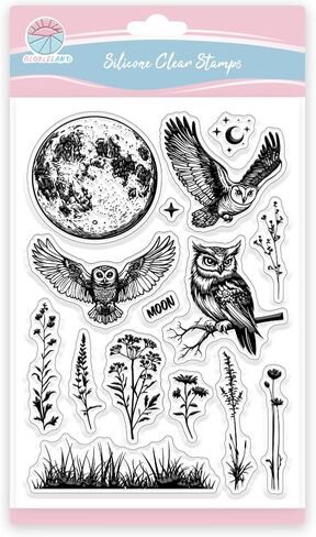 GLOBLELAND Halloween Owl Clear Stamps Owl Decorative Clear Stamps Silicone Stamps Seals for Card Making and Photo Album Decor Decoration and DIY Scrapbooking in Saudi Arabia