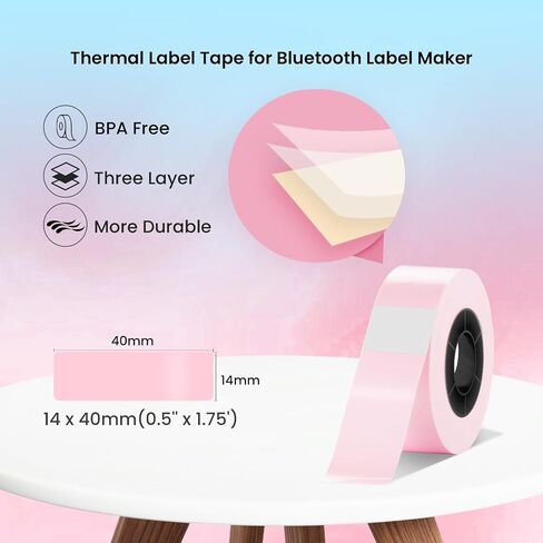 Continuous Label Taper Thermal 15mm x 7m, White/Green/Transparent/Pink/Blue, 5 Rolls, Compatible with HP3 Label Tape, HP4 Label Tape, vretti Label Maker Tape in Saudi Arabia
