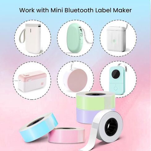 Continuous Label Taper Thermal 15mm x 7m, White/Green/Transparent/Pink/Blue, 5 Rolls, Compatible with HP3 Label Tape, HP4 Label Tape, vretti Label Maker Tape in Saudi Arabia