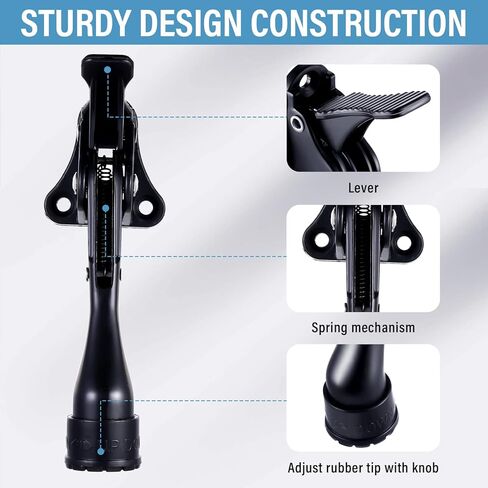 Moxweyeni 6 Pieces Heavy Duty Door Stops for Bottom of Door Kickdown Door Stops Metal Doorstop with Adjustable Rubber Tips Spring Door Stop Kick Door Stop Replacements (Silver, 6 Inch) in Kuwait