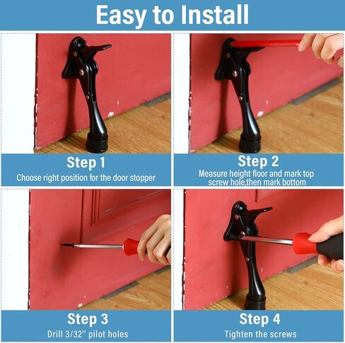 Moxweyeni 6 Pieces Heavy Duty Door Stops for Bottom of Door Kickdown Door Stops Metal Doorstop with Adjustable Rubber Tips Spring Door Stop Kick Door Stop Replacements (Silver, 6 Inch) in Kuwait