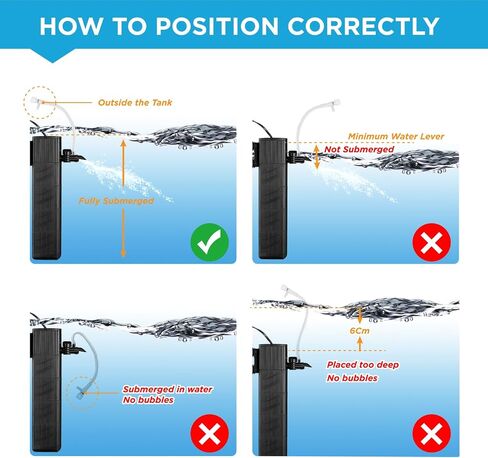 Aquarium Filter,10W Internal Filter Pump for 10-40 Gallon Fish Tank,Aquarium Internal Filter with 3 Stages of Media and Strong Suction Cups. (TC900（for 10-40 Gallon) in Saudi Arabia