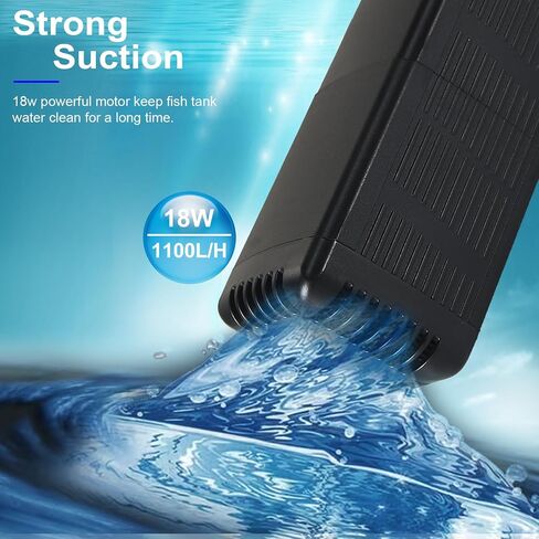 Aquarium Filter,10W Internal Filter Pump for 10-40 Gallon Fish Tank,Aquarium Internal Filter with 3 Stages of Media and Strong Suction Cups. (TC900（for 10-40 Gallon) in Saudi Arabia