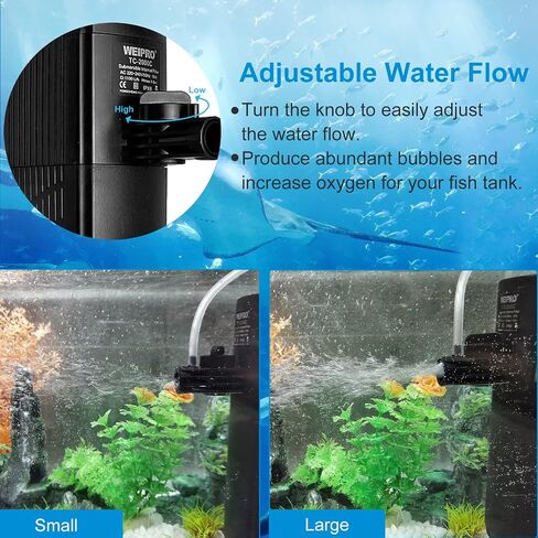Aquarium Filter,10W Internal Filter Pump for 10-40 Gallon Fish Tank,Aquarium Internal Filter with 3 Stages of Media and Strong Suction Cups. (TC900（for 10-40 Gallon) in Saudi Arabia