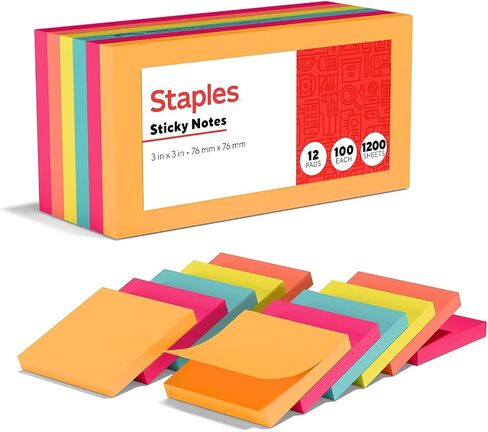 Staples 105809 Stickies Recycled Notes 3-Inch X 3-Inch Yellow 12 Pads/Pack (S-33Yr12) in Saudi Arabia
