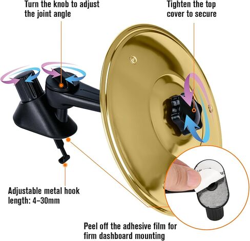 Car Cymbal, Car Cymbal Air Vent, Mini Drum Crash Cymbal,two ways installation, Universal Fit All Types Of Vehicles (14 cm Dia，Gold) in Saudi Arabia