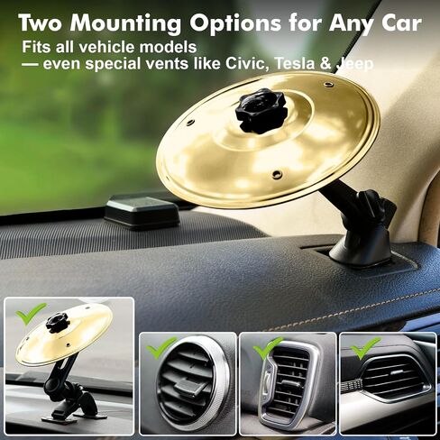 Car Cymbal, Car Cymbal Air Vent, Mini Drum Crash Cymbal,two ways installation, Universal Fit All Types Of Vehicles (14 cm Dia，Gold) in Saudi Arabia