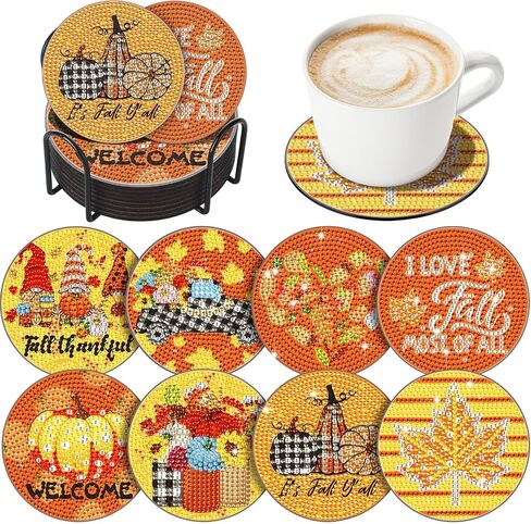 Sunnyray 12 Pcs Cat Shaped Diamond Painting Coasters Kit Cat Diamond Painting Coasters with Holder DIY Kits for Art Beginners Adults Craft in Saudi Arabia