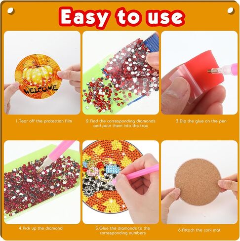 Sunnyray 12 Pcs Cat Shaped Diamond Painting Coasters Kit Cat Diamond Painting Coasters with Holder DIY Kits for Art Beginners Adults Craft in Saudi Arabia