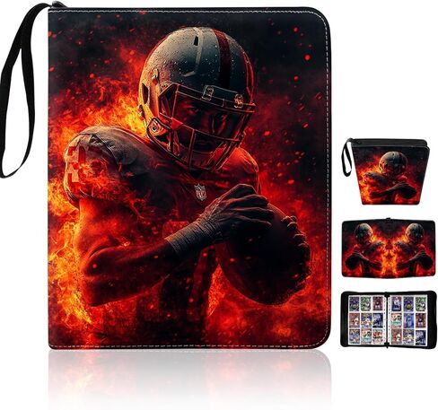 Football Card Binder, 2025 Sports Trading Card with Sleeves Holder Album, 400 Pockets Rugby Card Holder Sheets Display Storage Protectors for Collectors Boys and Girls Gift in Kuwait