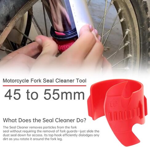 Windance Motorcycle Front Fork Maintenance Tool Kit,Fork Seal Saver Cleaner 45mm-55mm Shock Repairing Tool + Fork Suspension Oil Level Measurement Gauge Oil Syringe Tool (Red) in Saudi Arabia