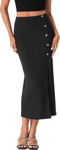 LYANER Women's High Waist Long Pencil Skirt Side Split Bodycon Party Club Night Out Midi Skirts in Kuwait