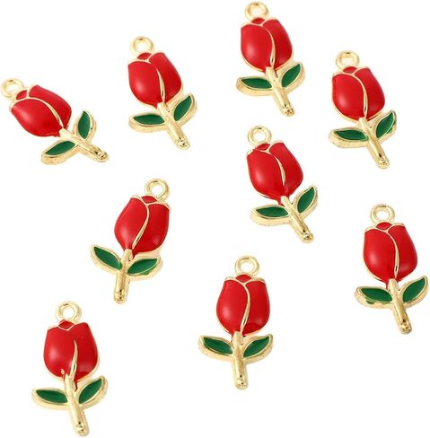 9Pcs Gold Plated Tulip Flowers Charms For Jewelry Making Necklace Bracelet Earring and Slime DIY Jewelry Accessories Charms in Saudi Arabia