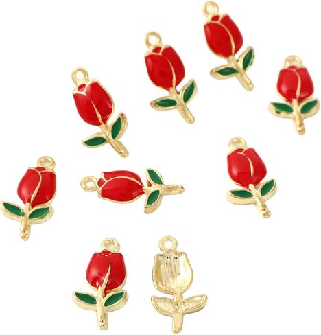 9Pcs Gold Plated Tulip Flowers Charms For Jewelry Making Necklace Bracelet Earring and Slime DIY Jewelry Accessories Charms in Saudi Arabia