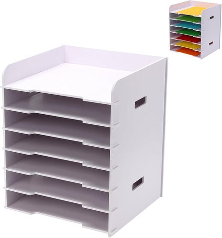 Scrapbook Paper Organizer 12" x 12", 12 Tier File Sorter Storage, White Cardstock Paper Sorter Storage Rack, Document Holder Desktop Scrapbook Paper Organizer Cube for Home Office School in Saudi Arabia