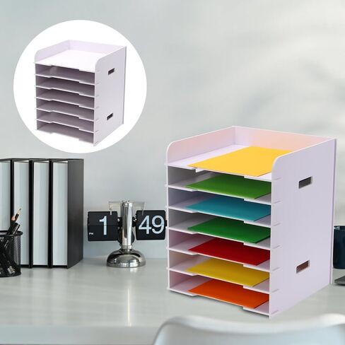Scrapbook Paper Organizer 12" x 12", 12 Tier File Sorter Storage, White Cardstock Paper Sorter Storage Rack, Document Holder Desktop Scrapbook Paper Organizer Cube for Home Office School in Saudi Arabia