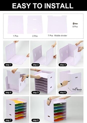Scrapbook Paper Organizer 12" x 12", 12 Tier File Sorter Storage, White Cardstock Paper Sorter Storage Rack, Document Holder Desktop Scrapbook Paper Organizer Cube for Home Office School in Saudi Arabia
