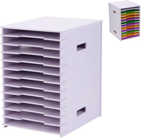Scrapbook Paper Organizer 12" x 12", 12 Tier File Sorter Storage, White Cardstock Paper Sorter Storage Rack, Document Holder Desktop Scrapbook Paper Organizer Cube for Home Office School in Saudi Arabia
