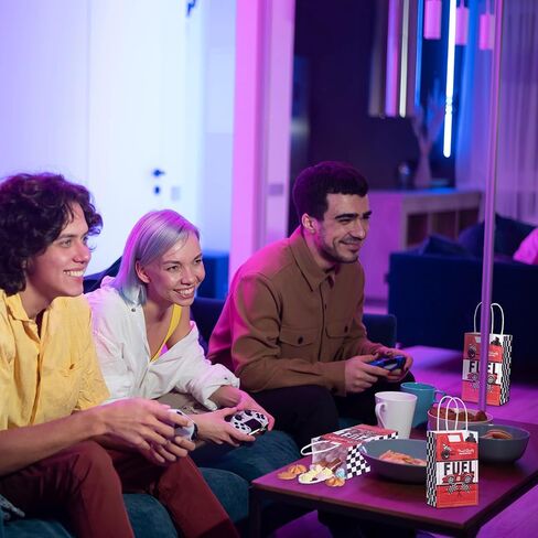 Pajean Race Car Fuel Treat Bags Racing Car Party Favor Decorations Goodie Wrap Paper Bags Boxes with Handles for Birthday Baby Shower Supplies Gifts(16 Pcs) in Kuwait