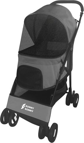 Foldable Jogger Pet Stroller with Weather Cover Storage Basket Pet Travel Carrier for S/M Dogs Cats up to 50lbs (Black) in Saudi Arabia