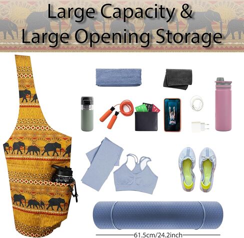 Yoga Mat Bag Yoga Tote Bag with Large Waterproof Zipper Pocket and Drawstring Pocket Yoga Mat Bag Carrier Fit Most Size Mats and All You Stuff in Kuwait