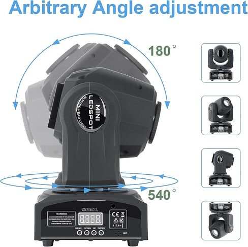 ZKYMZL 2 PCS 25W LED Moving Head DJ Lights - 8 Gobos, 8 Colors, 9/11 Channels, DMX 512, Sound Activated Mini Spot Stage Lighting for Parties, Wedding, Disco, Events... in Kuwait