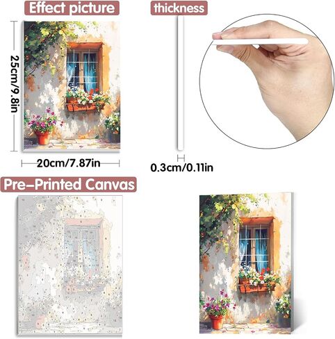 SKRYUIE 8 Pack Art Boards Set Paint by Numbers Kits for Adults Flower, Acrylic Mountain Oil Painting pre Drawn Canvas for Painting for Beginner with Brushes for Home Decor 7.87x7.87 inch / 20x20 in Saudi Arabia