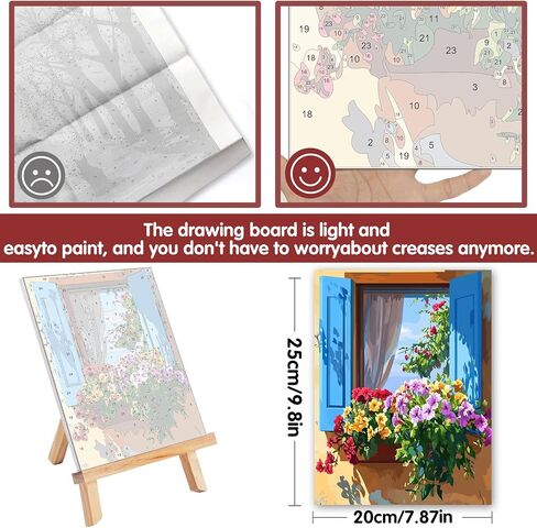 SKRYUIE 8 Pack Art Boards Set Paint by Numbers Kits for Adults Flower, Acrylic Mountain Oil Painting pre Drawn Canvas for Painting for Beginner with Brushes for Home Decor 7.87x7.87 inch / 20x20 in Saudi Arabia