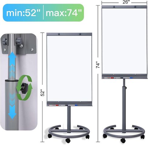 Rolling Whiteboard with Stand, 48"x36" White Board Dry Erase on Wheels, Large Mobile Dry Erase Board, Double Sided Magnetic Whiteboard, Portable White Boards in Saudi Arabia