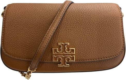 Tory Burch Britten Patent Convertible Crossbody Bag With Gold Hardware (Devon Sand) in Saudi Arabia
