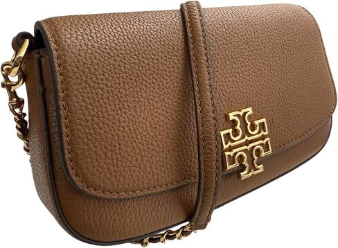 Tory Burch Britten Patent Convertible Crossbody Bag With Gold Hardware (Devon Sand) in Saudi Arabia