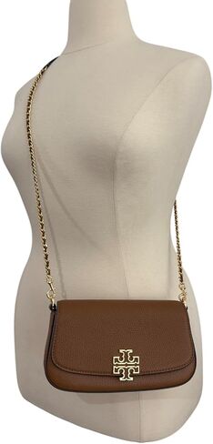 Tory Burch Britten Patent Convertible Crossbody Bag With Gold Hardware (Devon Sand) in Saudi Arabia
